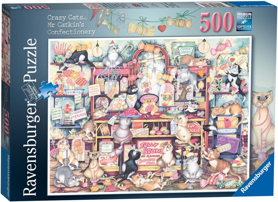 Ravensburger Crazy Cats Mr Catkin's Confectionery 500 Piece Puzzle image 0