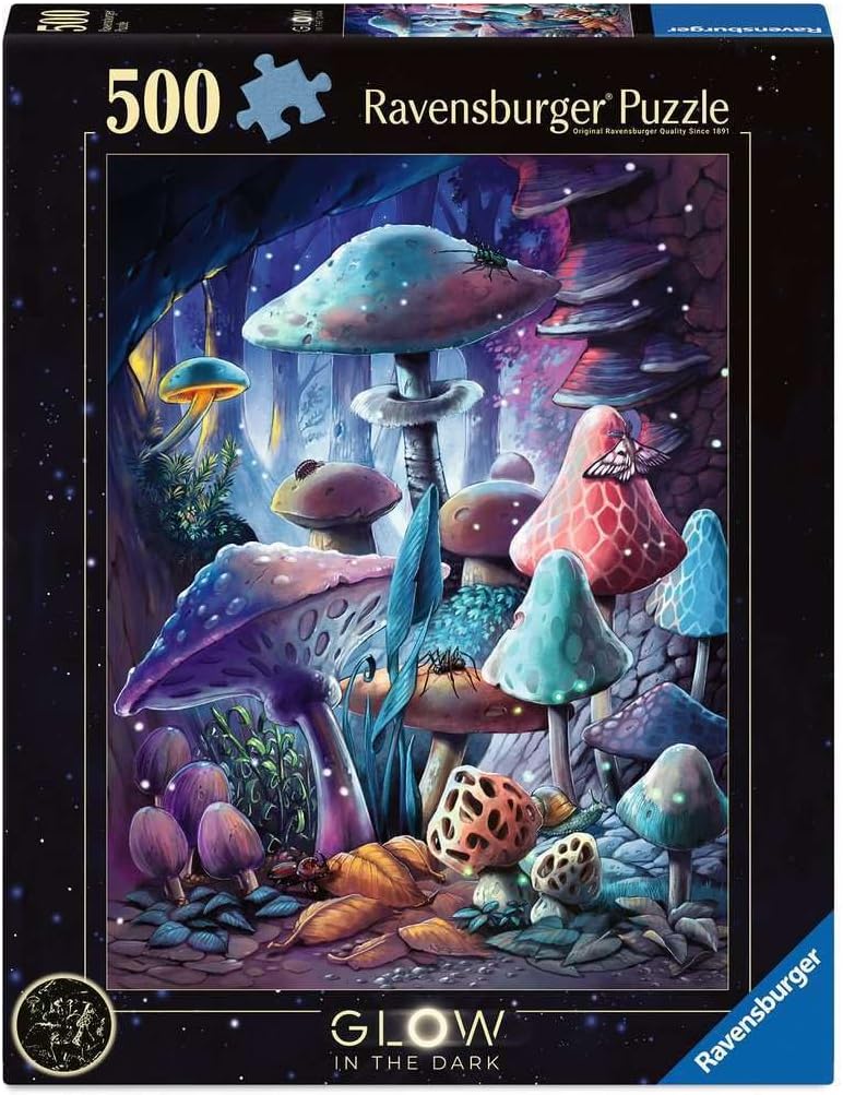 Ravensburger Moonlight Mushrooms Glow In The Dark 500 Piece Puzzle image 0