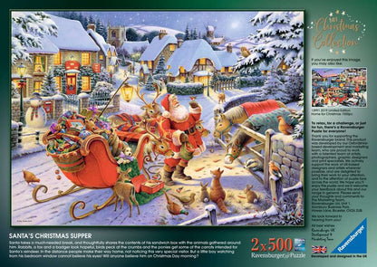 Ravensburger Christmas Collection No.1, Christmas Market & Santa's Christmas Supper 2x500Pc Puzzle image 3