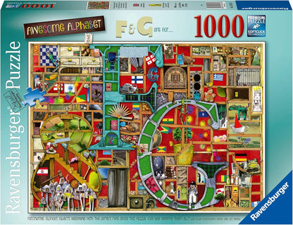 Ravensburger Colin Thompson Awesome Alphabet F & G 1000 Piece Puzzle image 0
