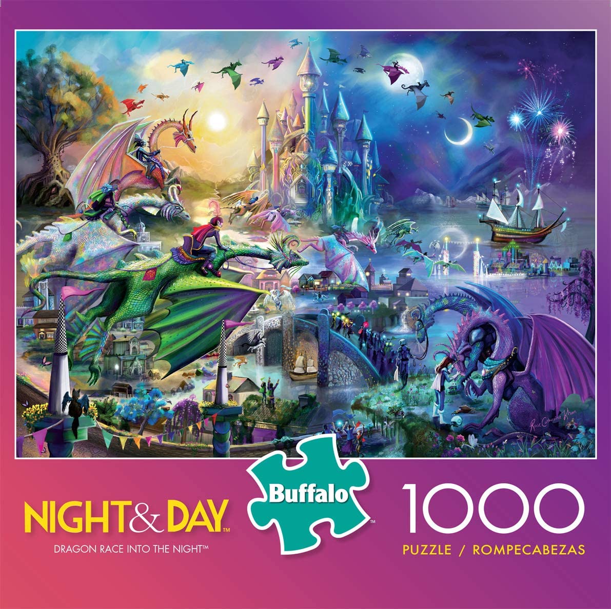 Buffalo Games Night & Day Dragon Race Into the Night 1000 Piece Puzzle image 0