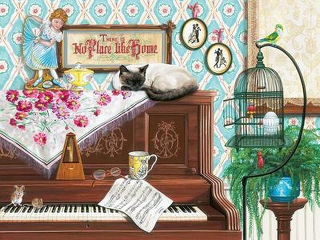 Ravensburger Piano Cat 750 Large Piece Format Puzzle image 1