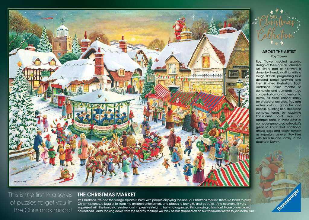 Ravensburger Christmas Collection No.1, Christmas Market & Santa's Christmas Supper 2x500Pc Puzzle image 4