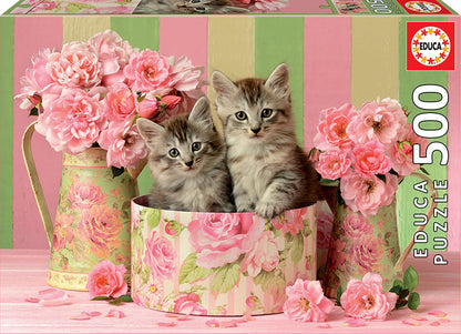 Educa Kittens With Roses 500 Piece Puzzle image 0