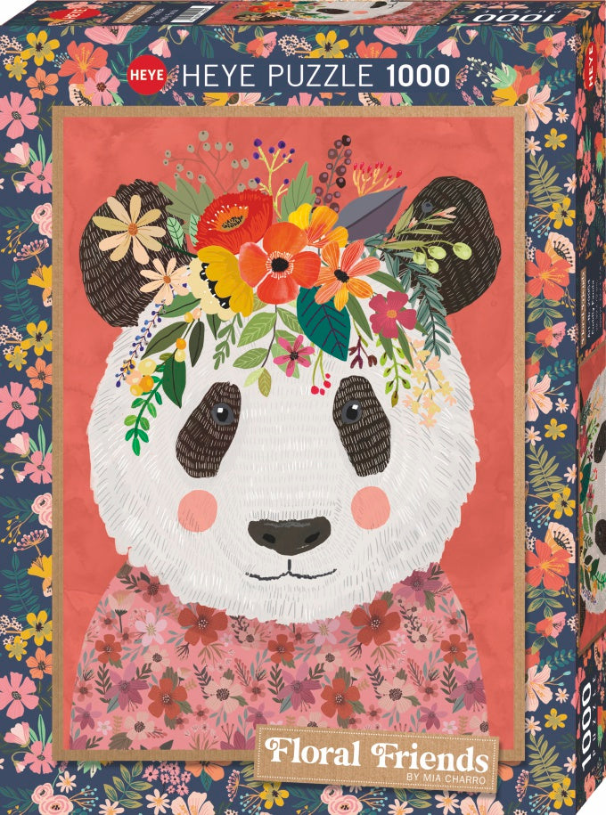 Heye Floral Friends Cuddly Panda 1000 Piece Puzzle image 0